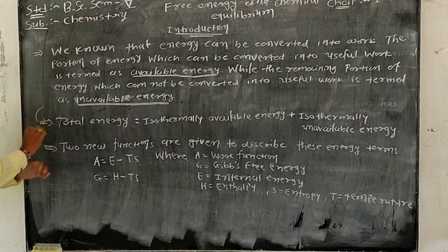Lecture - 1 B.Sc. Chemistry Sem - 5 Paper - 503  Chapter : Free energy and chemical equilibrium