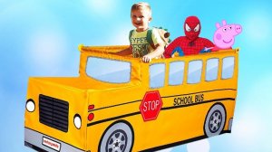 Roma Pretend Play with School Bus Tent! The Wheels on the Bus Nursery Rhymes Songs for Children