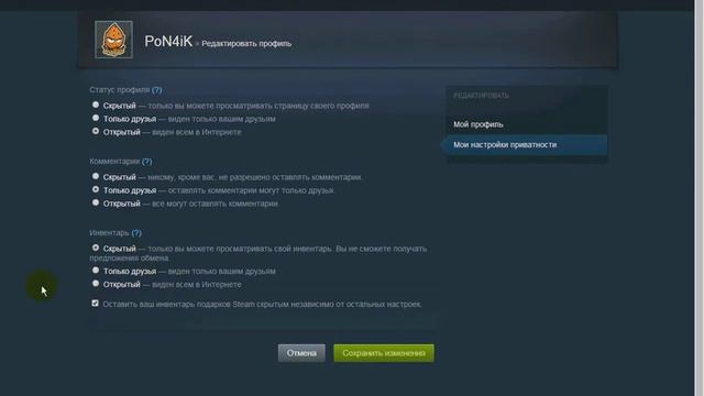 Как скрыть свой инвентарь в steam (Стим) смотреть онлайн