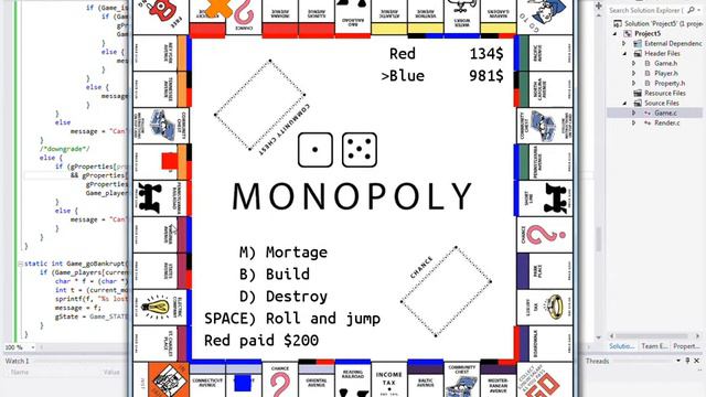 Personal project -- Monopoly Game programmed with C language