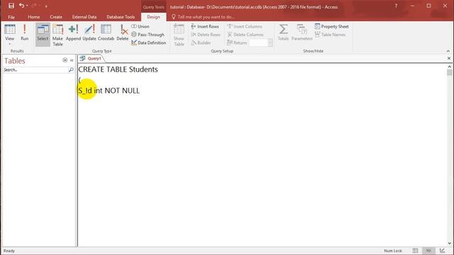 SQL with Microsoft Access 2016 lesson 1 - Create table смотреть онлайн