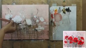 ?"Маки Текстурной Пастой" на абстрактном фоне/живопись маслом/для начинающих/Марина Бердник