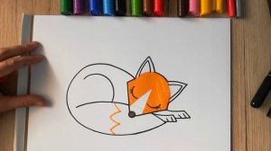 HOW TO DRAW a Sleeping Fox - coloring with markers