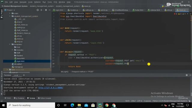 Django Login With User Authentication | Python Tutorial | Python Django  | Python Django Project