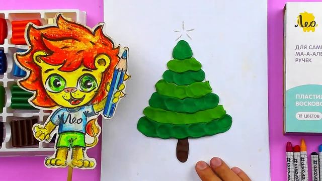 Поделка для детей - ЛЕПКА из пластилина Елочка на Новый год смотреть онлайн