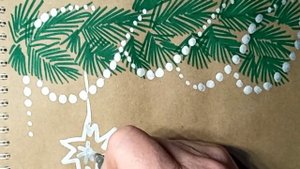 Как просто нарисовать Новогоднюю открытку фломастерами на тонированной бумаге.