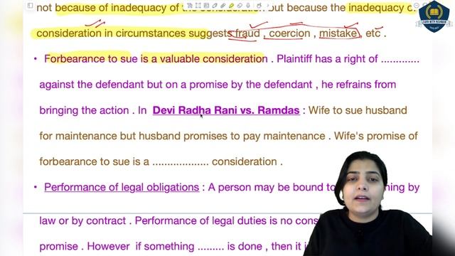 ⏳Consideration need not be adequate | Indian Contract Act ,1872 | CLAT | Judicial Preparation | HJS