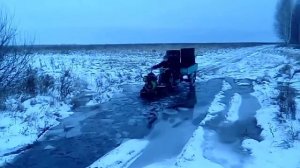 С братом катаемся на дизельном мотоблоке  6 л.с по бездорожью в предзимнее время