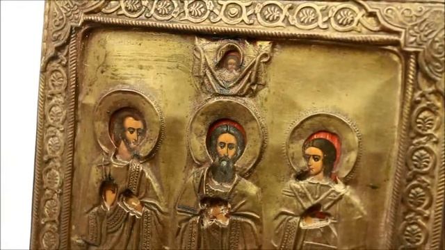 Купить редкую икону - Икона старинная Самон Угрий Авив, оклад Крестьянинов в Мстере. DR0275