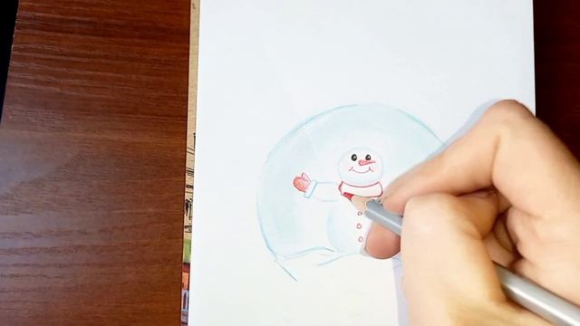 Как нарисовать снежный шар со снеговиком?! #урокирисования #рисуюназаказ #взаимнаяподписка