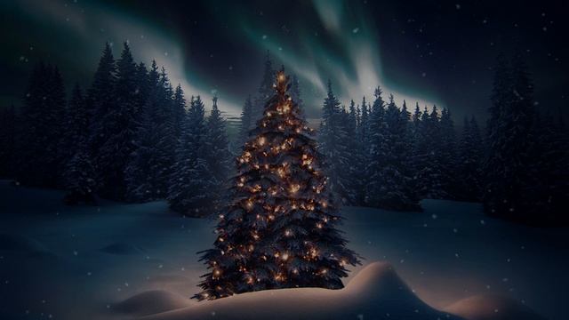 Зима 2022. ? Новогодняя елка с огоньками в лесу. ? Идет снег. Релакс смотреть онлайн