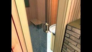 баня 6 на 6 из полубрёвен с туалетом и террасой.