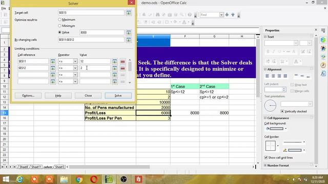 SOLVER IN OPEN OFFICE CALC
