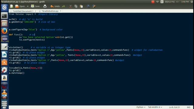 Python GUI with Tkinter radio button widget | #4