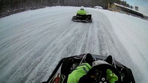Зимний картинг на картодроме Лидер. Чистая борьба. Вылет в сугроб.