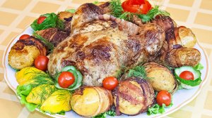 Курица, запеченная с лимоном и прованскими травами + Картофель, запеченный в беконе (2 рецепта)