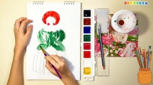 «Дымковская Барышня» видеоуроки по рисованию для детей 6-7 лет #какнарисовать #изо #howtodraw #дети