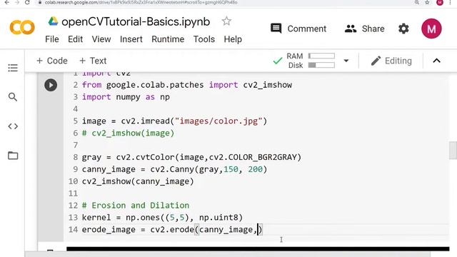 OpenCV Tutorial - Lesson 2 : Edge Detection & Morphological Operations (Python)