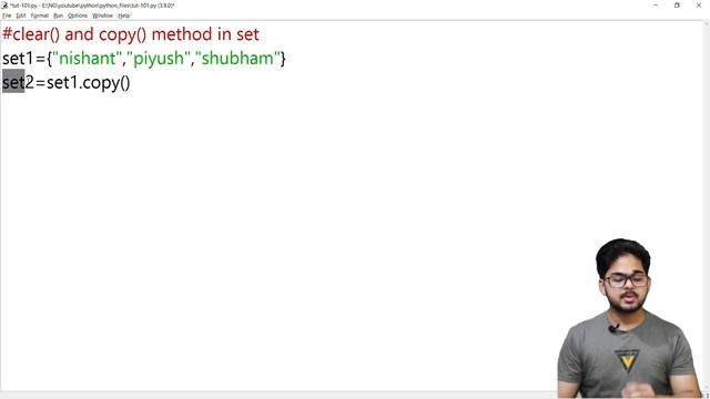 copy() and clear() Method In Set || Python Tutorial In Hindi || Tutorial 101