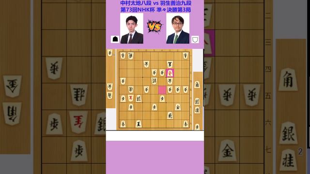 中村太地八段 vs 羽生善治九段  (第73回NHK杯 準々決勝第3局)