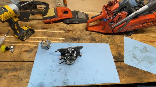 Husqvarna Power Cutter (concrete saw) carb removal and replacement смотреть онлайн