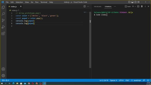 JavaScript Array pop() Method || JavaScript tutorial for beginners