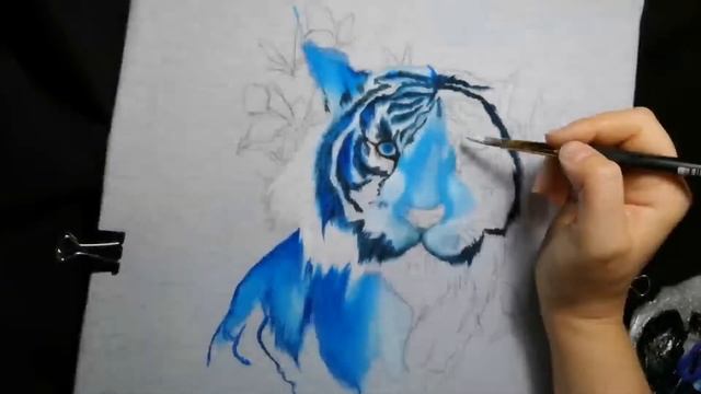 Роспись одежды, кастом, кастом футболки, роспись футболки, кастом одежды, тигр, акварель смотреть онлайн