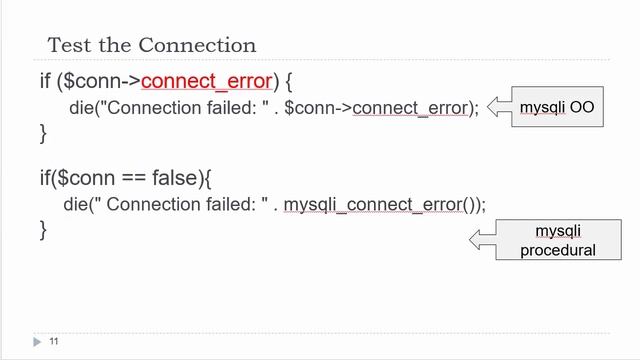 PHP / MySQL Course 12 - Connecting to the Database