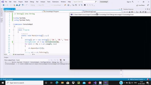 Convert String Array to String in C# смотреть онлайн