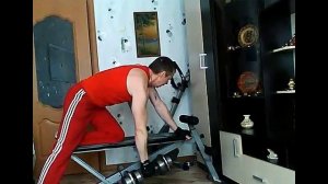 Как накачать спину дома гантелями.