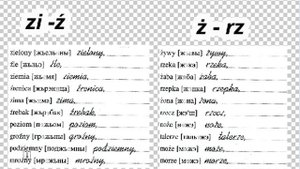baчитаем по польски сочетание букв zi - ź - ż - rz