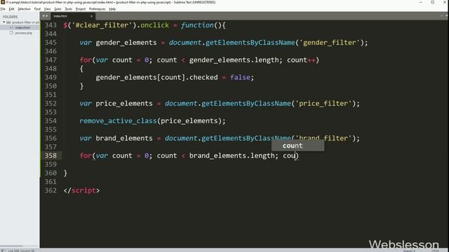 Product Filter In PHP With JavaScript, Bootstrap 5 & MySQL - Make Clear Filter Button - 7