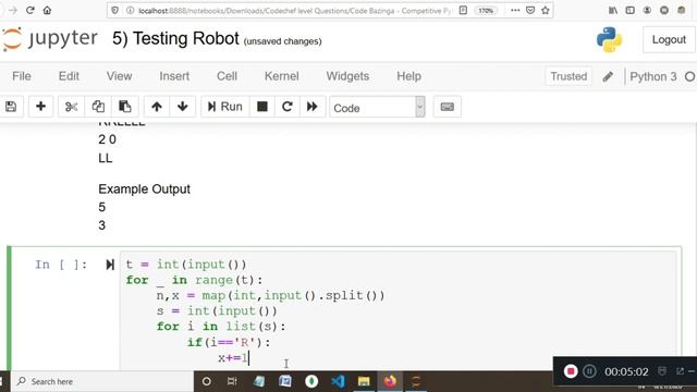 Competitive Programming with Python | Codechef Beginner Level - Q5) Testing Robot