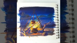 Как нарисовать костер. Гуашь