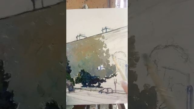 Уроки рисования маслом на холсте. Живопись, городской пейзаж Этап второй Основные цветовые отношени смотреть онлайн