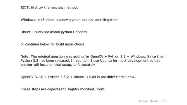 PYTHON : Install opencv for Python 3.3