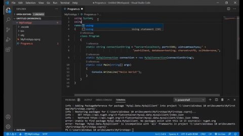VSCode | Working MySql DB with a Console Application P1