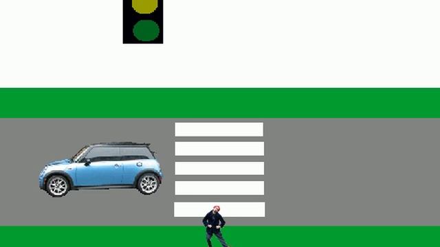 Пешеходный переход. Обратите внимание светофор для автомобиля! смотреть онлайн