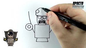 Как нарисовать скибиди туалет охранник