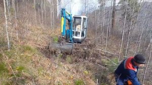 Работа на мини-экскаваторе kubota в экстремальных условиях.