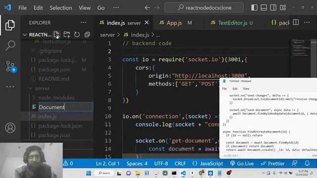 Build A Google Docs Clone In React.js & Socket.io Using Quill Wysiwyg Editor & MongoDB In Node.js
