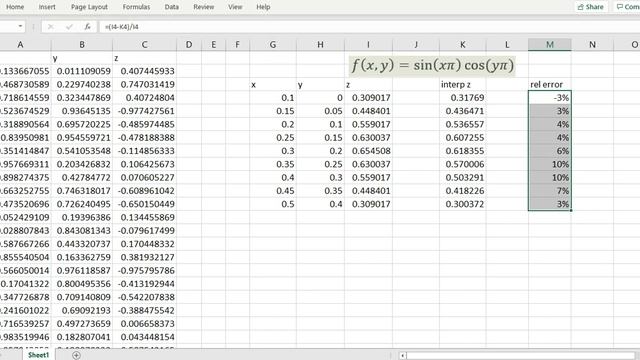 How to interpolate from a set of  (x,y,z) points in Excel and Google Sheets with INTERPXYZ()