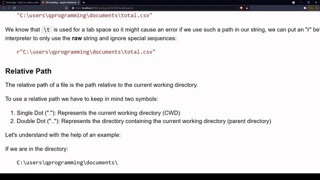 CBSE Class 12 Computer Science with Python | Unit 1 |  File Handling: Types of Paths