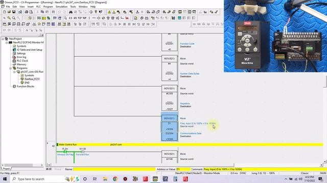 Omron CP1H Modbus RTU Danfoss FC51 Tutorial