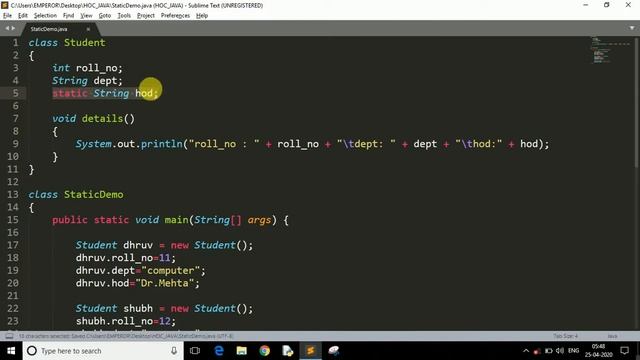 16 | What are Static Keyword in JAVA? | Why do we use it ?