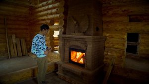 Красивая резная русская печь, камин, кухня из кирпича и тёплая стена!!! Russian masonry stove