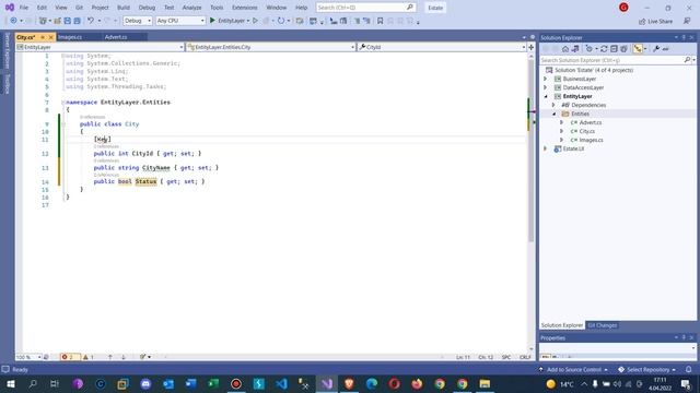 .Net Core 5.0 ile Emlak Sitesi - Veri Tabanı Tablolarının Oluşturulması -2