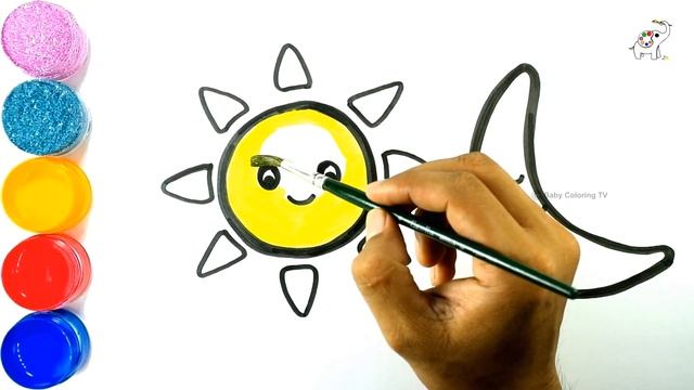 How to draw a Sun and Moon | Как нарисовать Солнце и Луну | Quyosh va Oyni qanday chizish mumkin смотреть онлайн