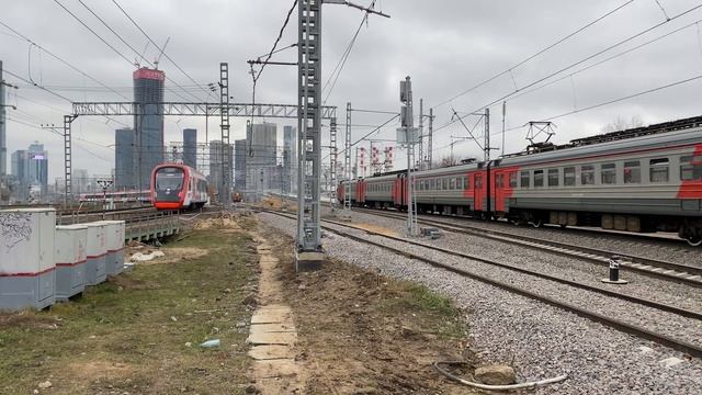 Иволга #эг2тв и #эд4м на перегоне возле станции Беговая смотреть онлайн