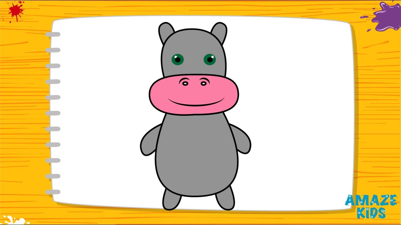 Как Нарисовать Бегемотика для Детей. Учимся Рисовать Животных. Уроки Рисования для Начинающих смотреть онлайн